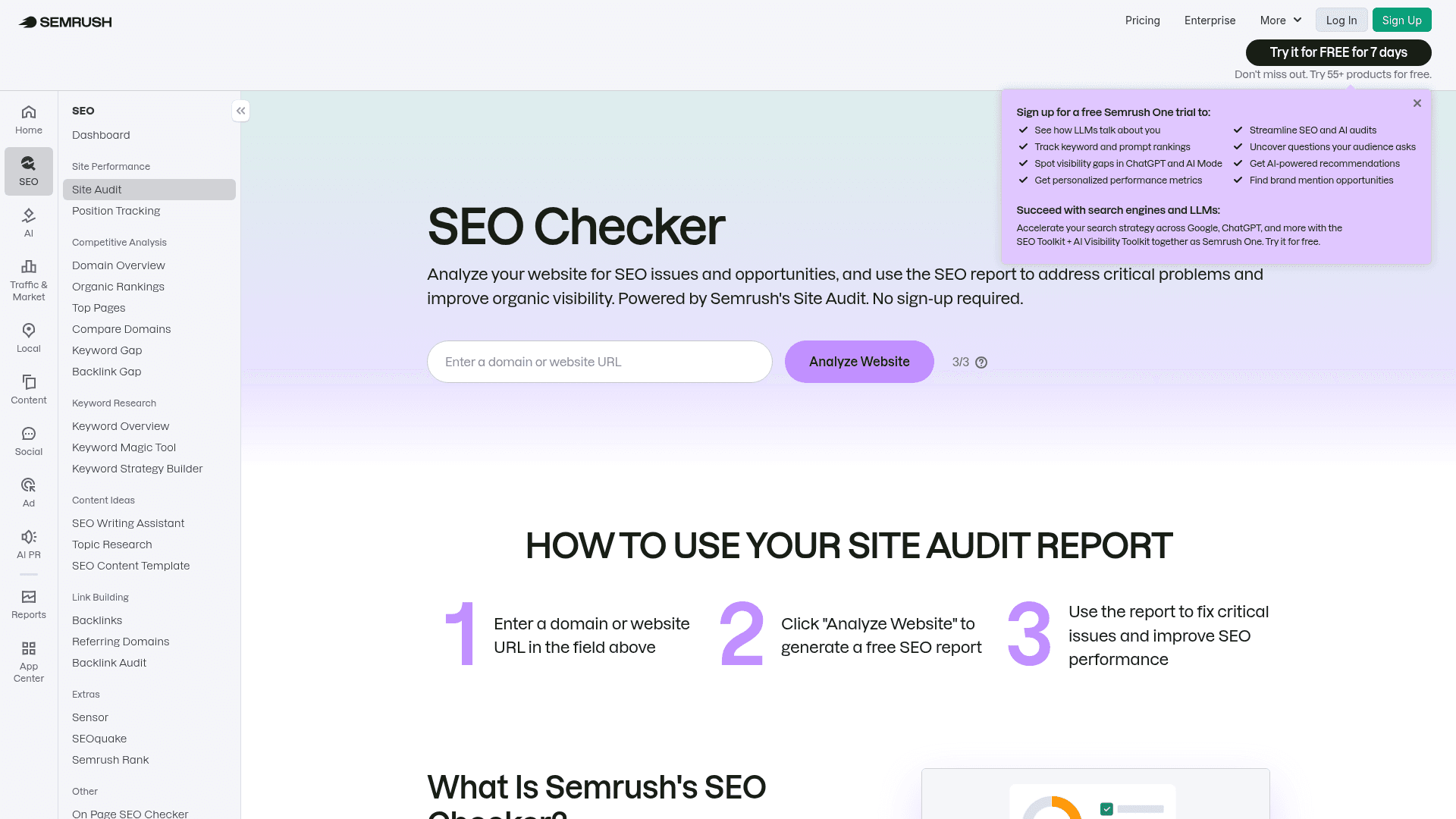 Screenshot of Free SEO Checker: Check for Hidden SEO Issues