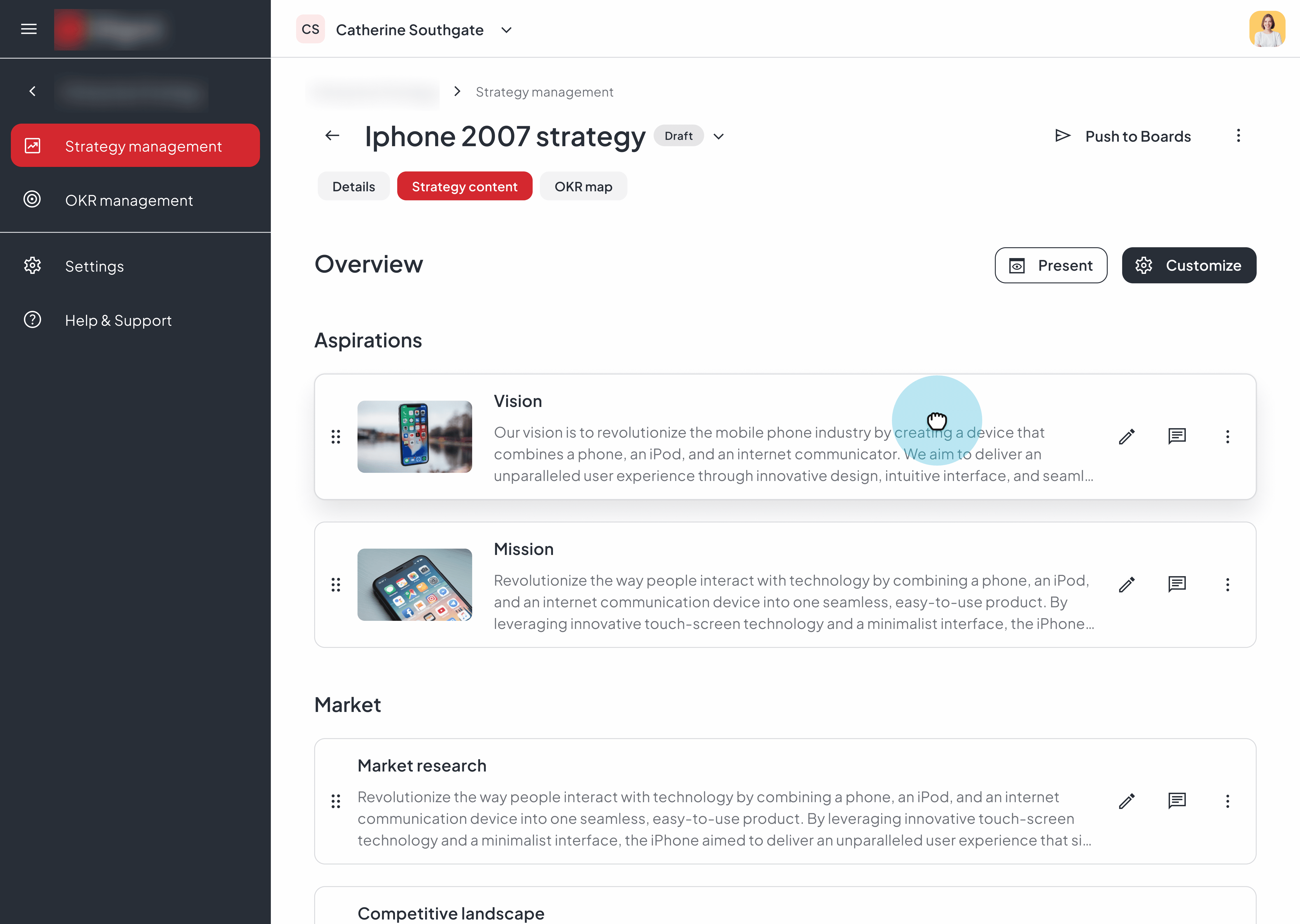 Strategy management platform