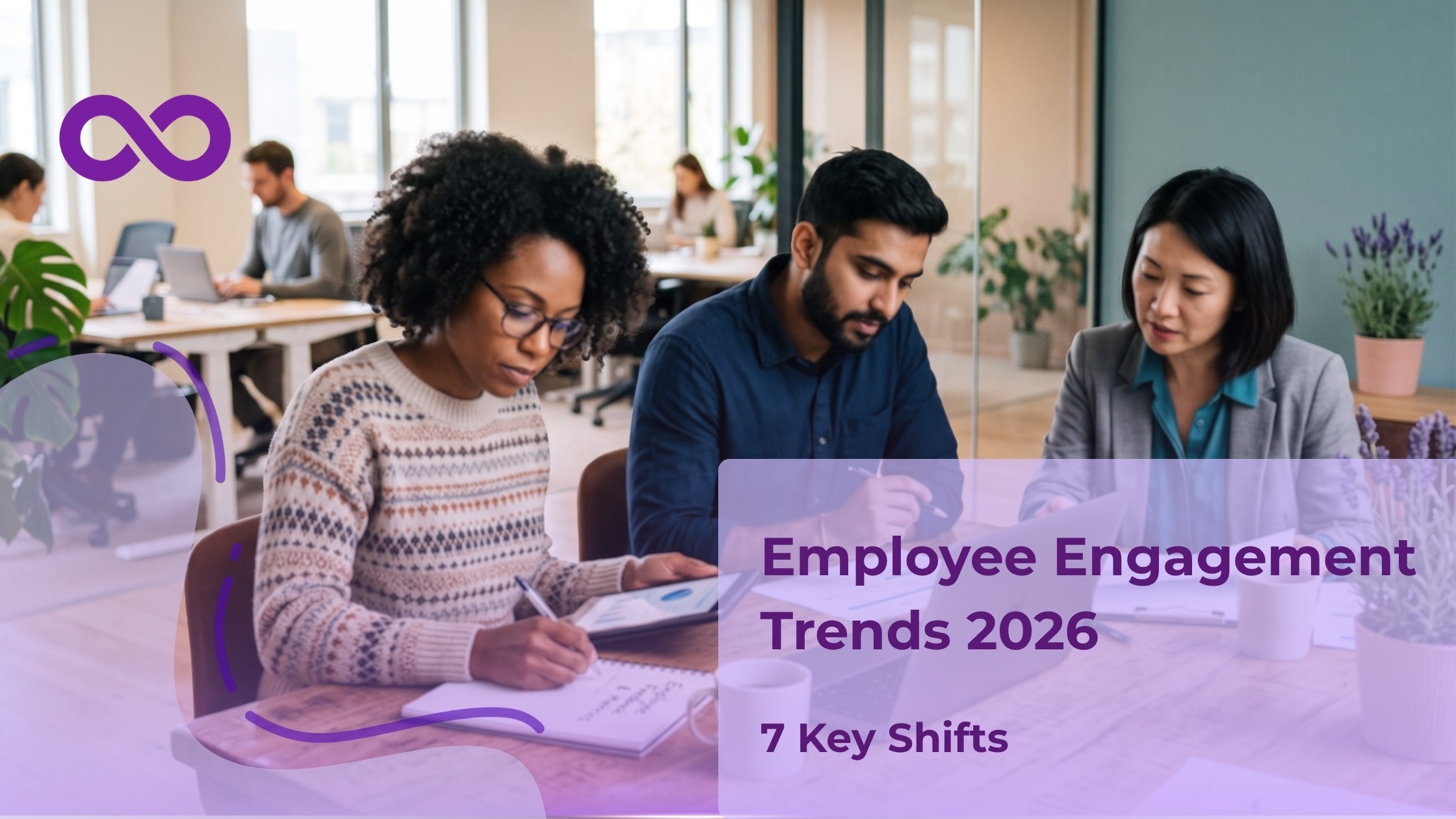 ybrid workplace team collaborating on the latest 2026 employee engagement and digital intranet trends.