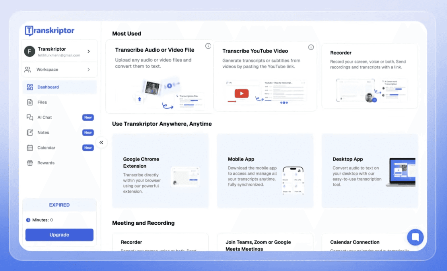Transkriptor (AI Note Taker) screenshot