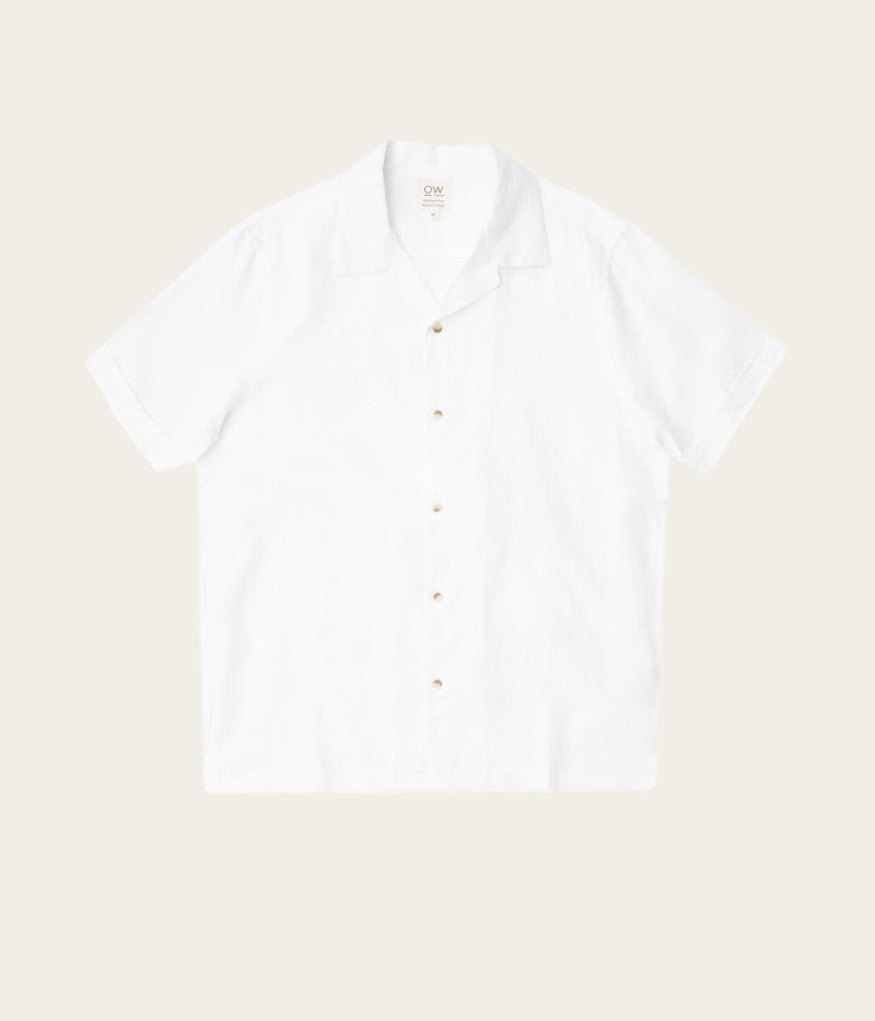 white linen short sleeve shirt
