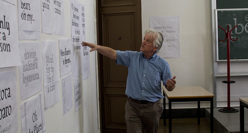 Lecturer talking about lettering