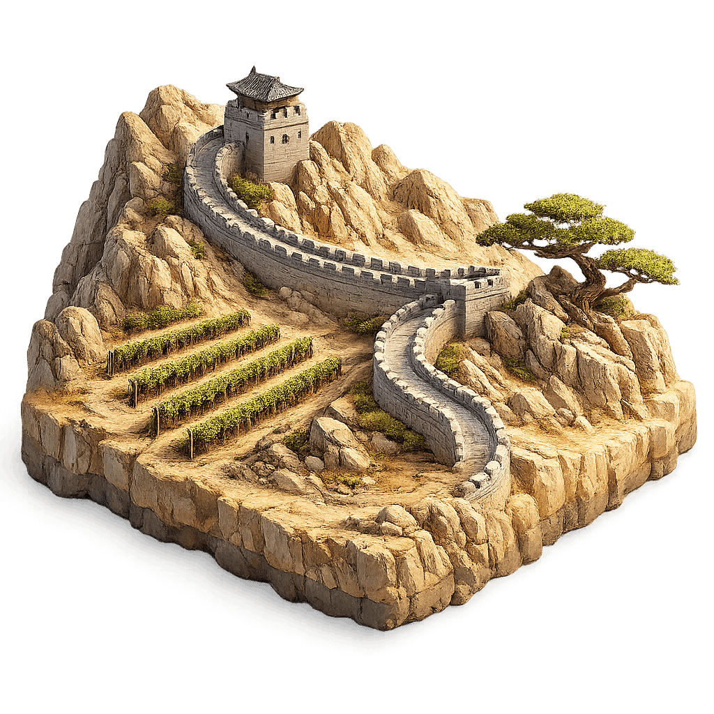 Artistic illustration of the Hebei wine region.