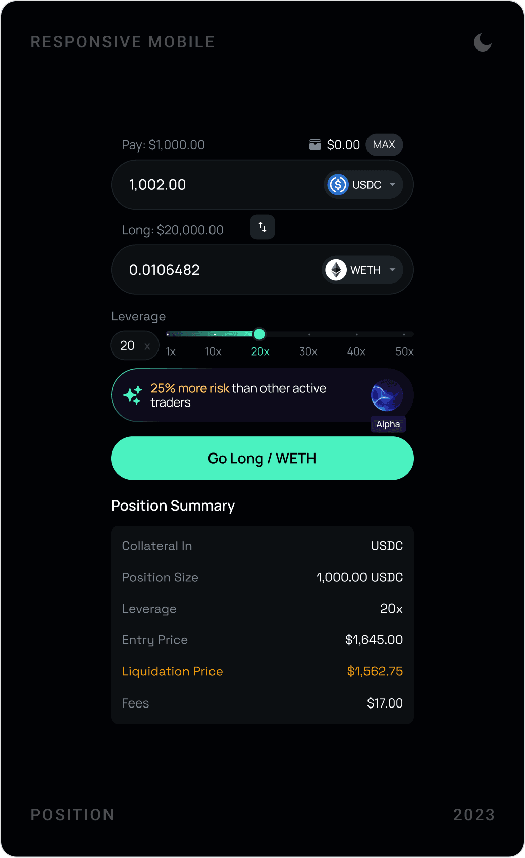 Professional Long Position Mobile Interface