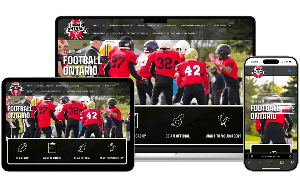 Football Website in Desktop, Mobile and Tablet size powered by TeamLinkt.