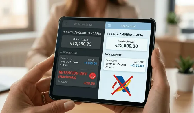 Retención de impuestos en los depósitos bancarios tradicionales frente a la exención del SIALP.
