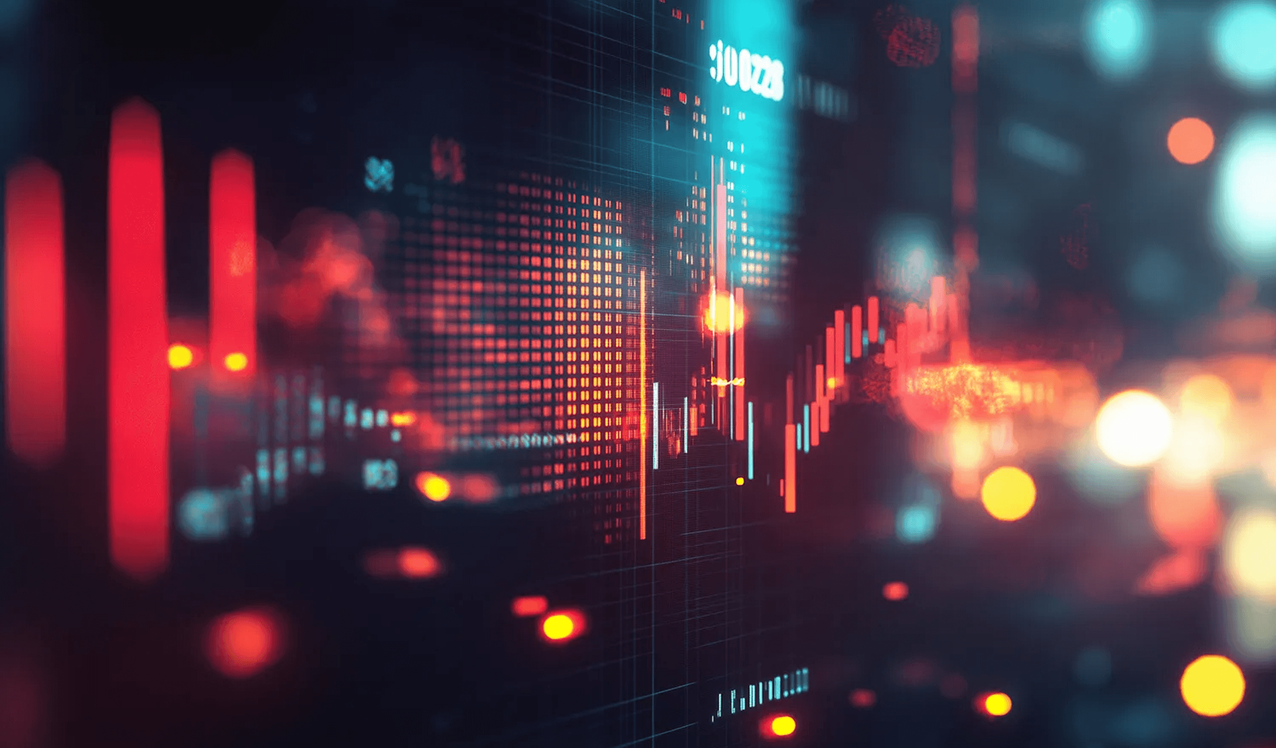 Abstract glowing data visualization screen.