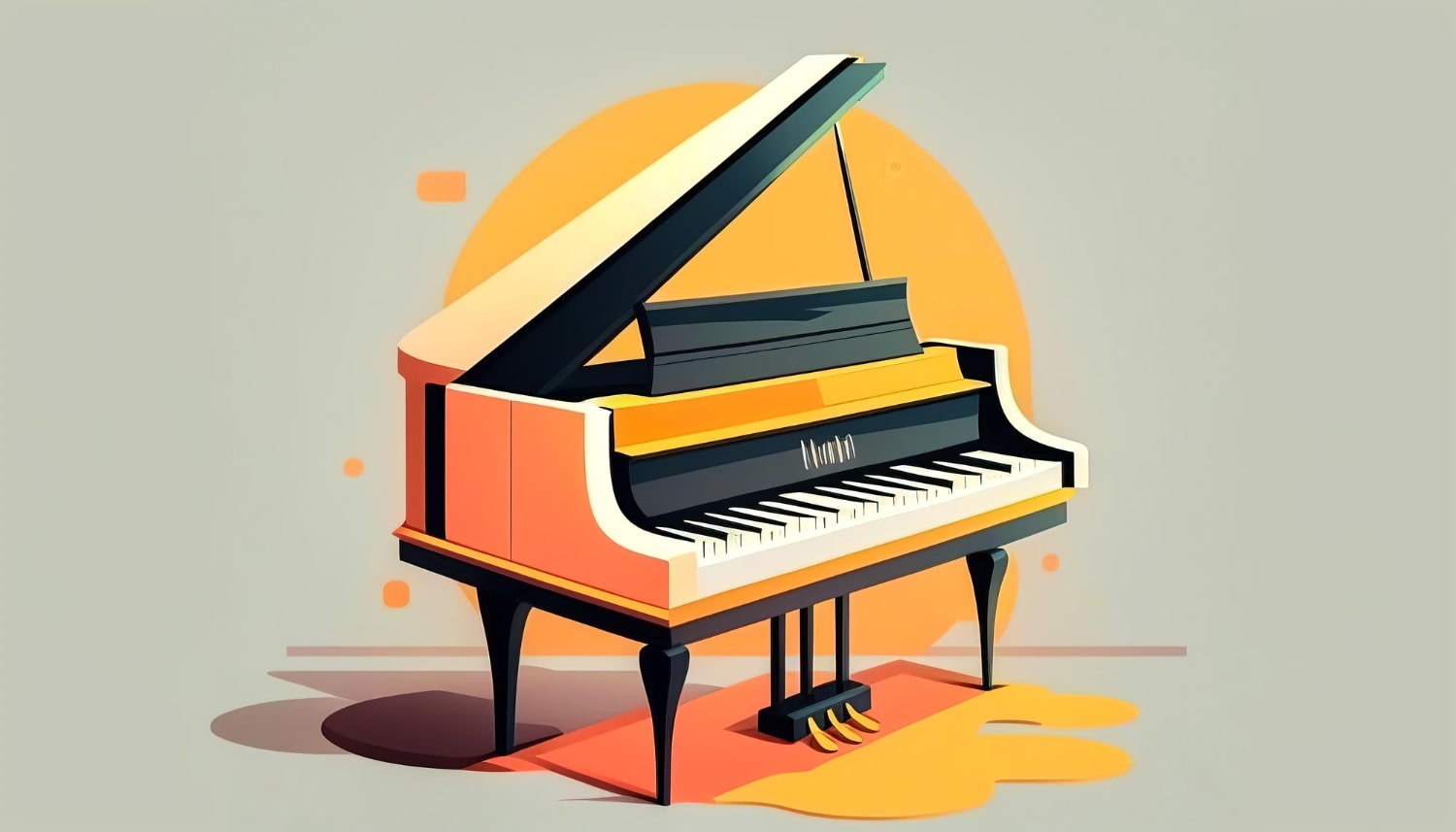 illustration with colorful piano