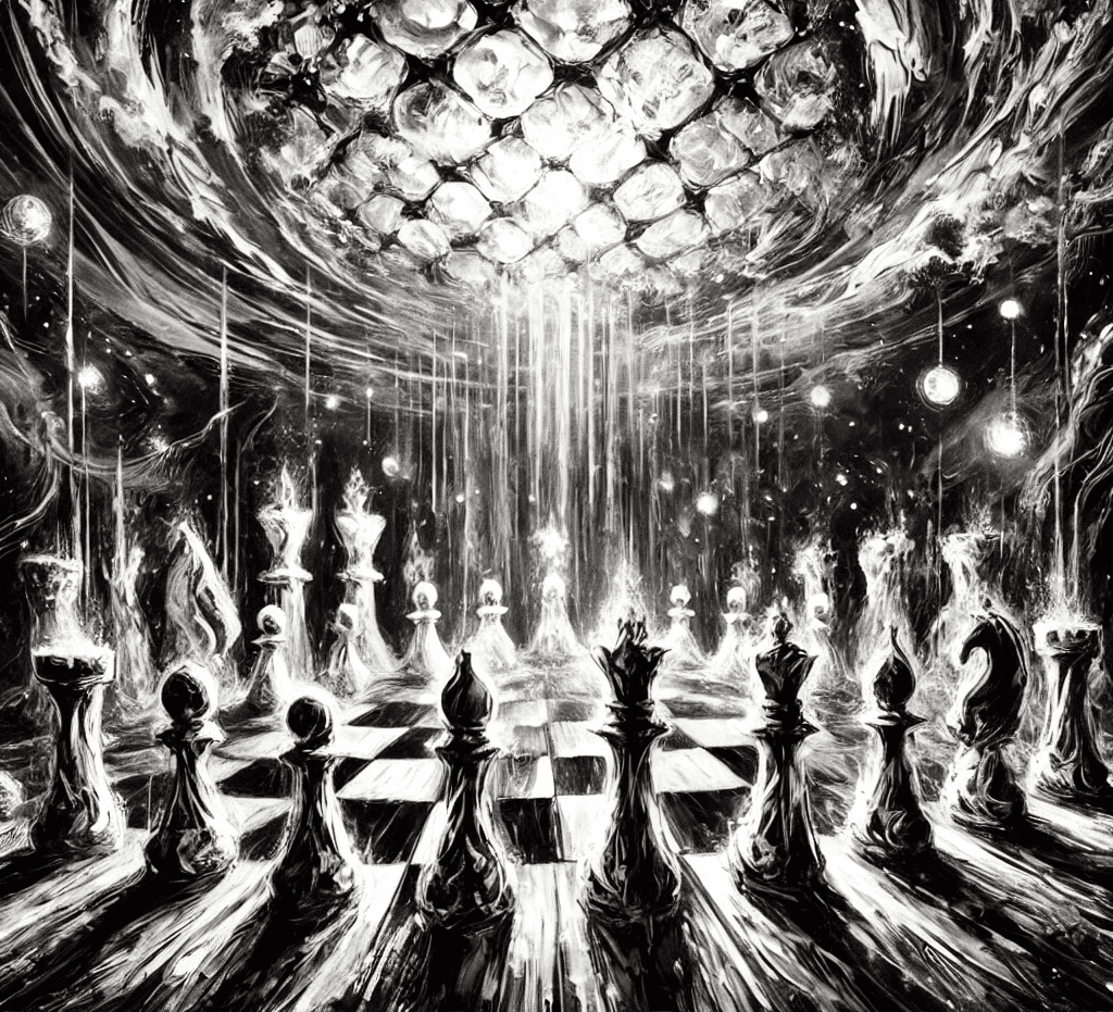 A chessboard of grandeur lay beneath a crystalline dome.