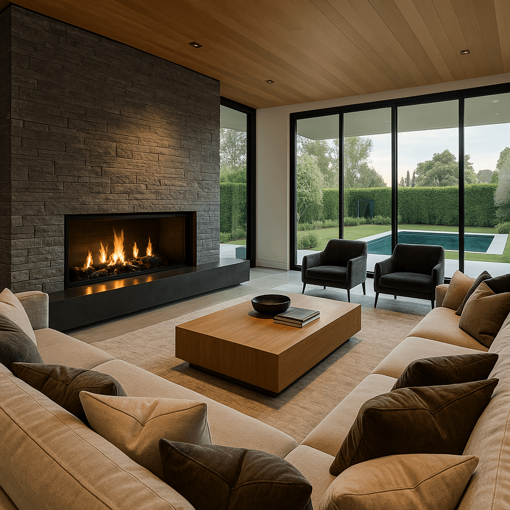 a room with a chair and a table