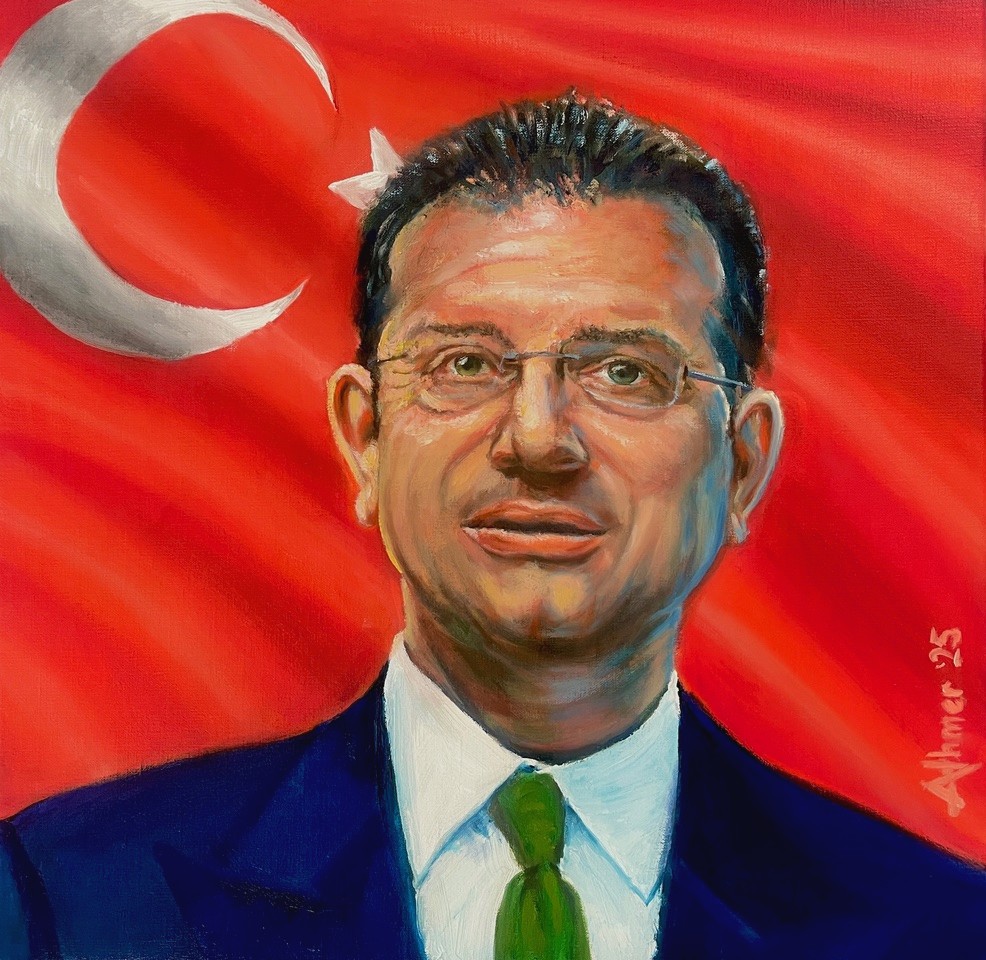 I love view (portret van David Hockney) | olie op canvas | 60 x 84 cm | 2024