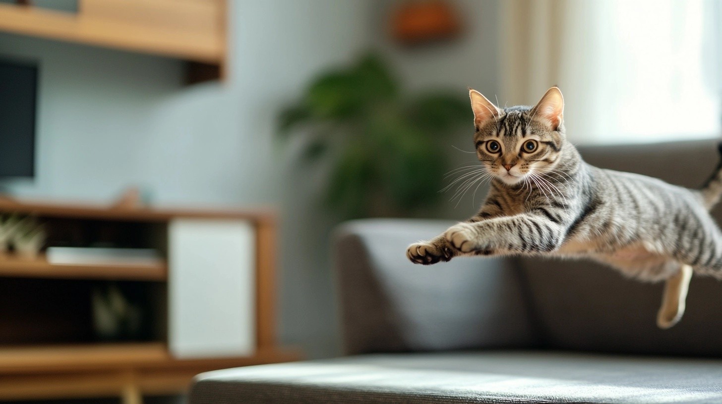 Photo of a cat doing zoomies