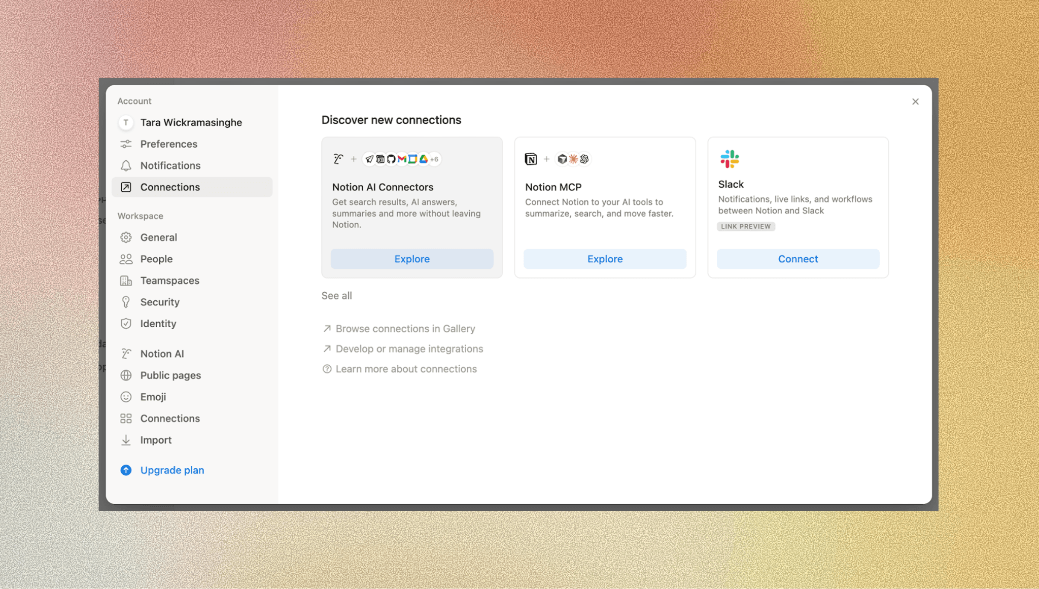 How to connect notion to slack