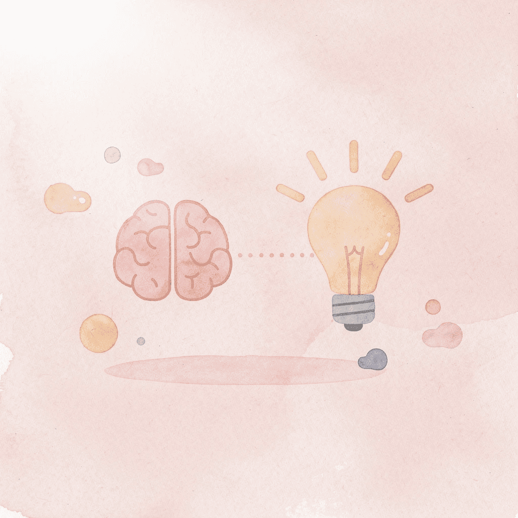Brain and microphone icons connected showing knowledge to practice relationship