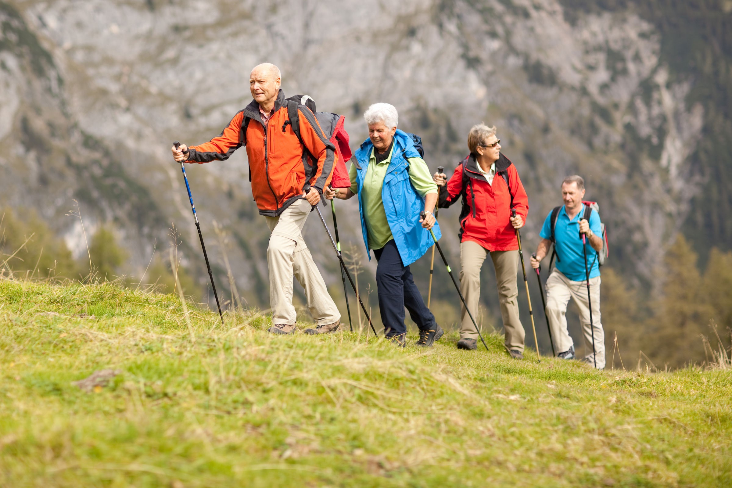 Older adults hiking