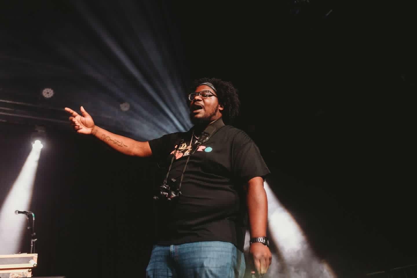 distored image of a man walking