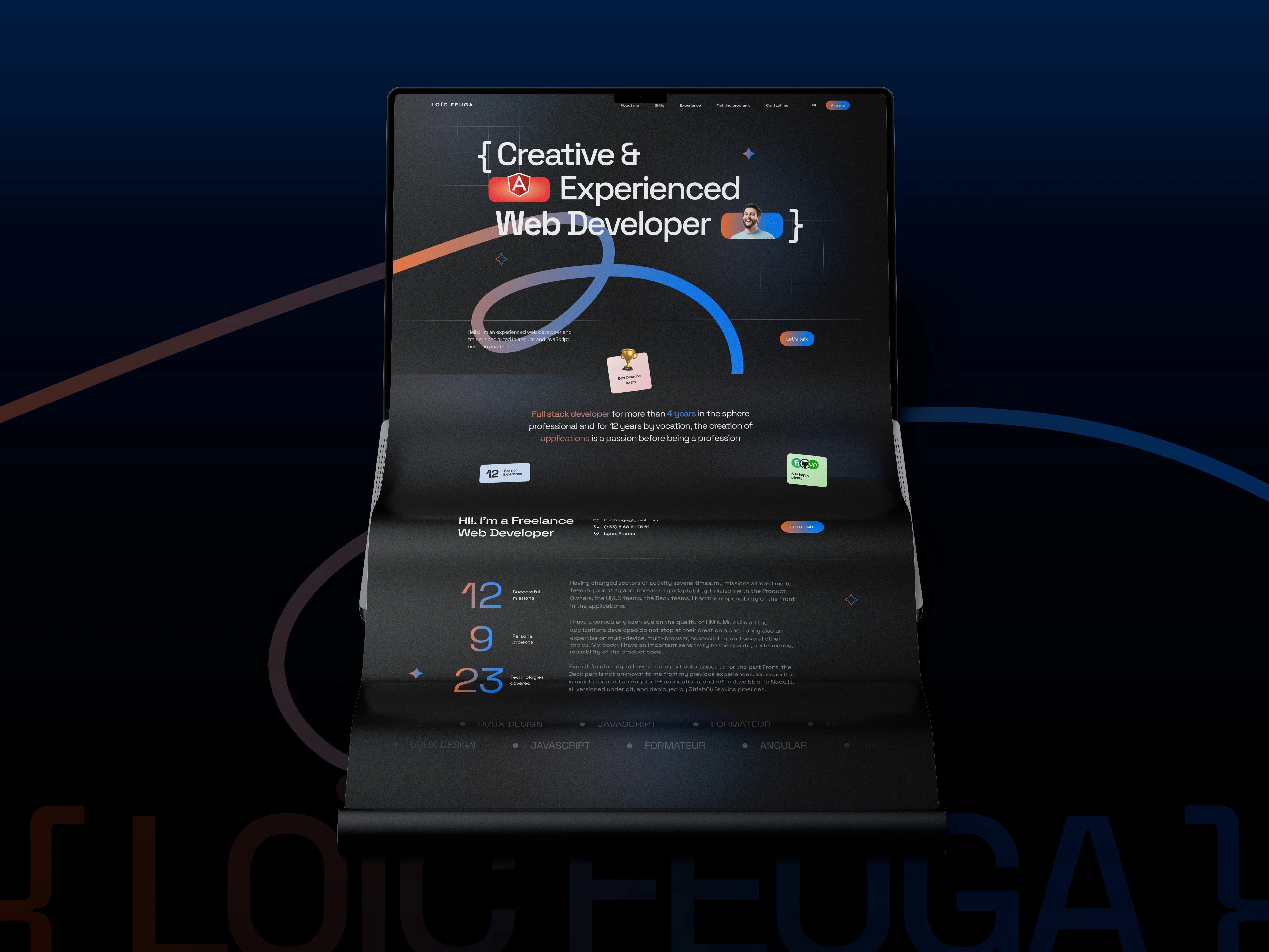Web design interface displayed on a laptop screen