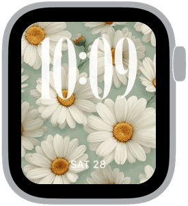 daisy pattern Apple Watch face preview 3 featuring floral, summer, and spring.