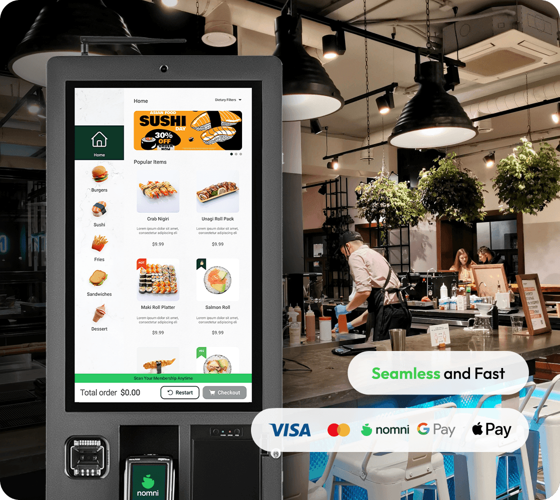 pos system integration with self ordering KIOSK system 