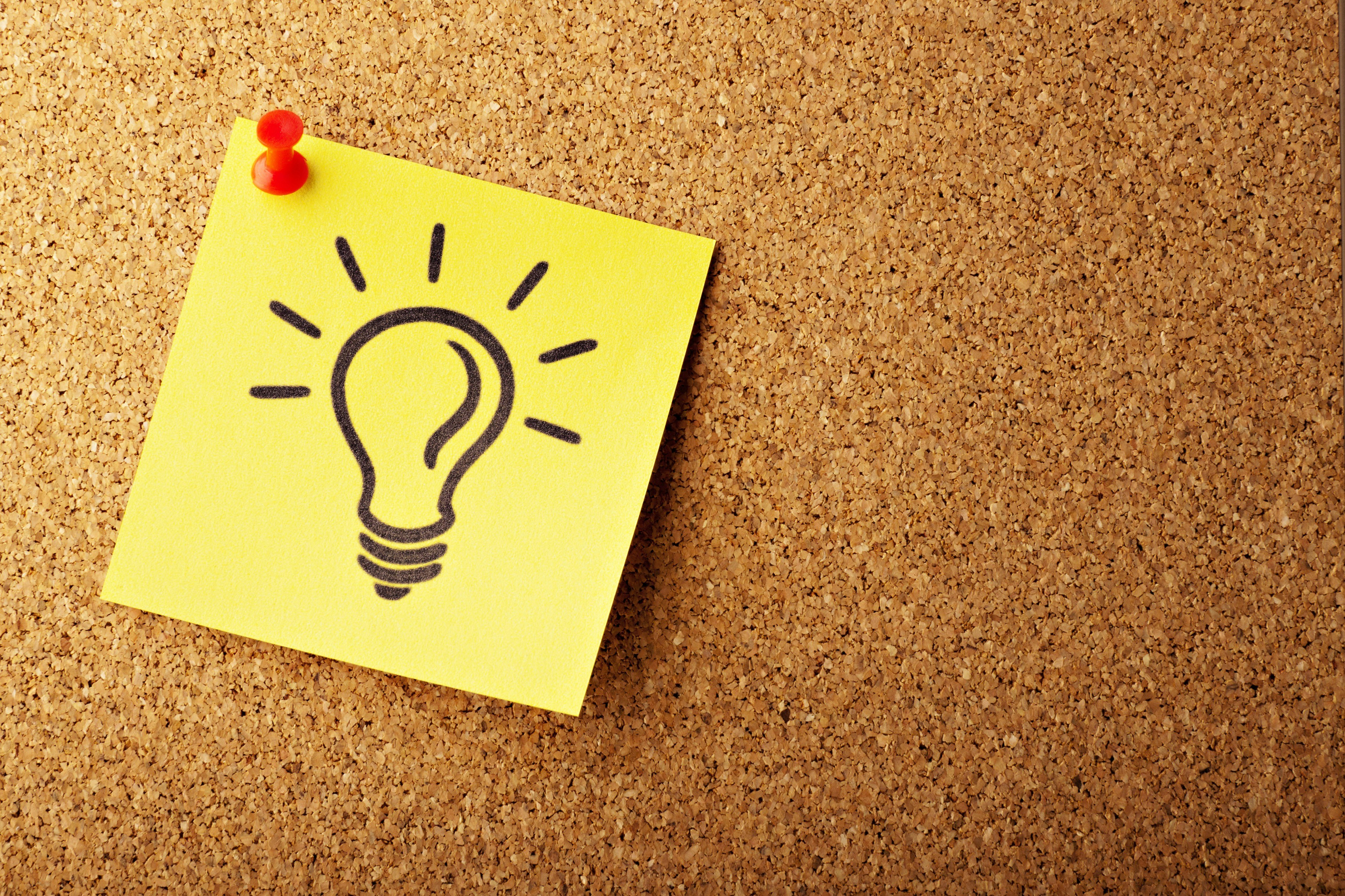 A Sticky note showing a lightbulb