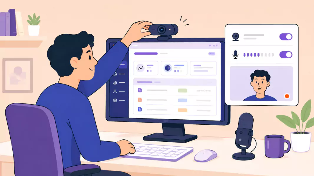 A person setting up their PC to record a product walkthrough video