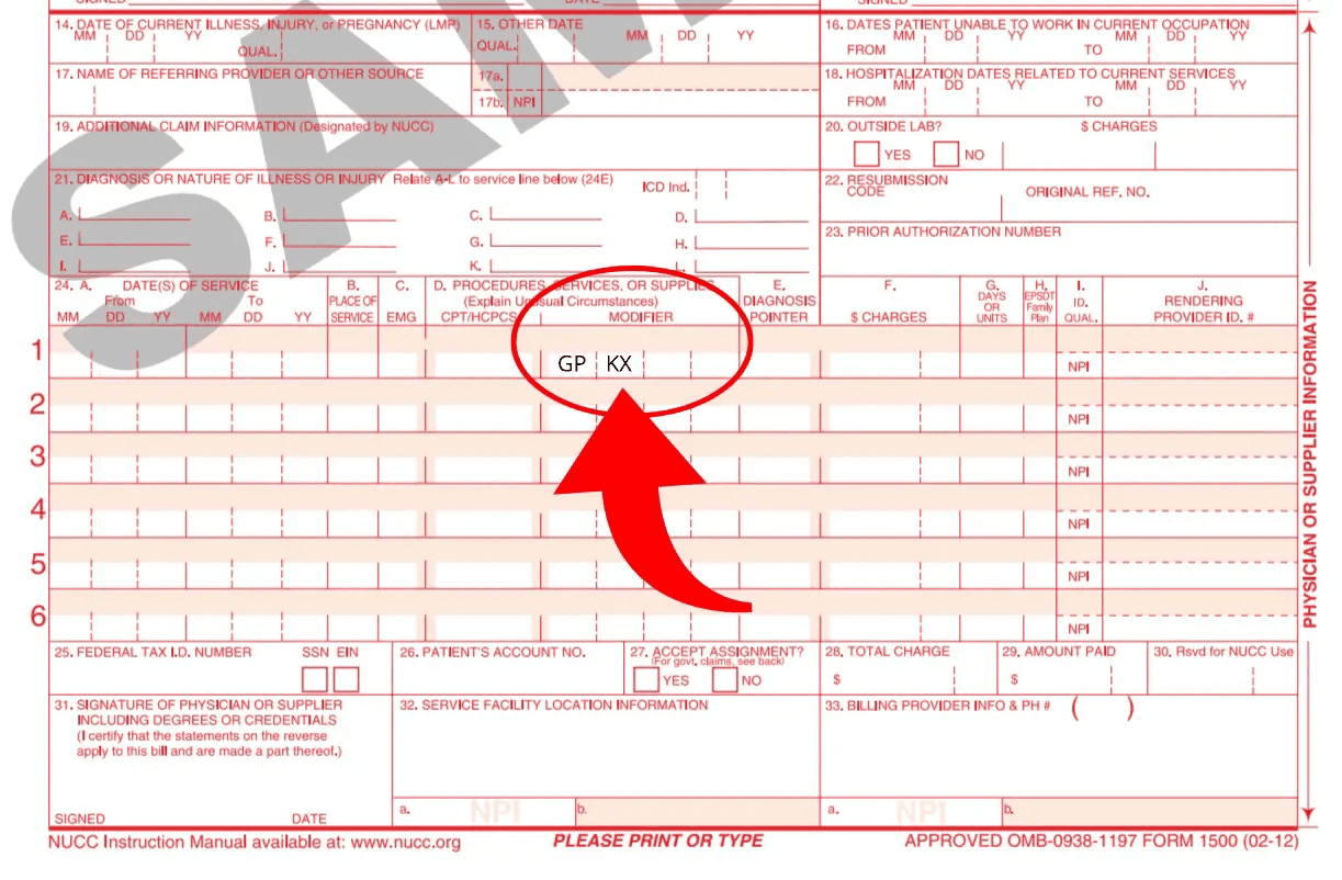 Modifier on CMS-1500 form