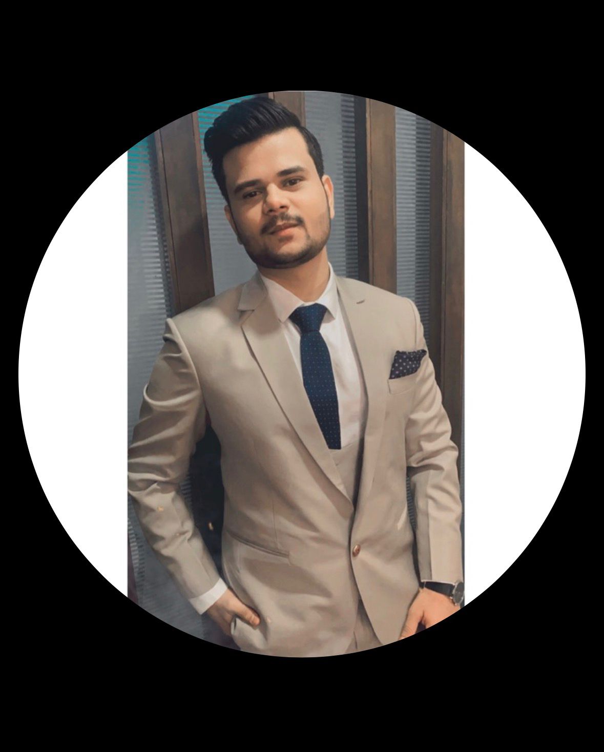 A cartoon character wearing a blue shirt and a blue hat