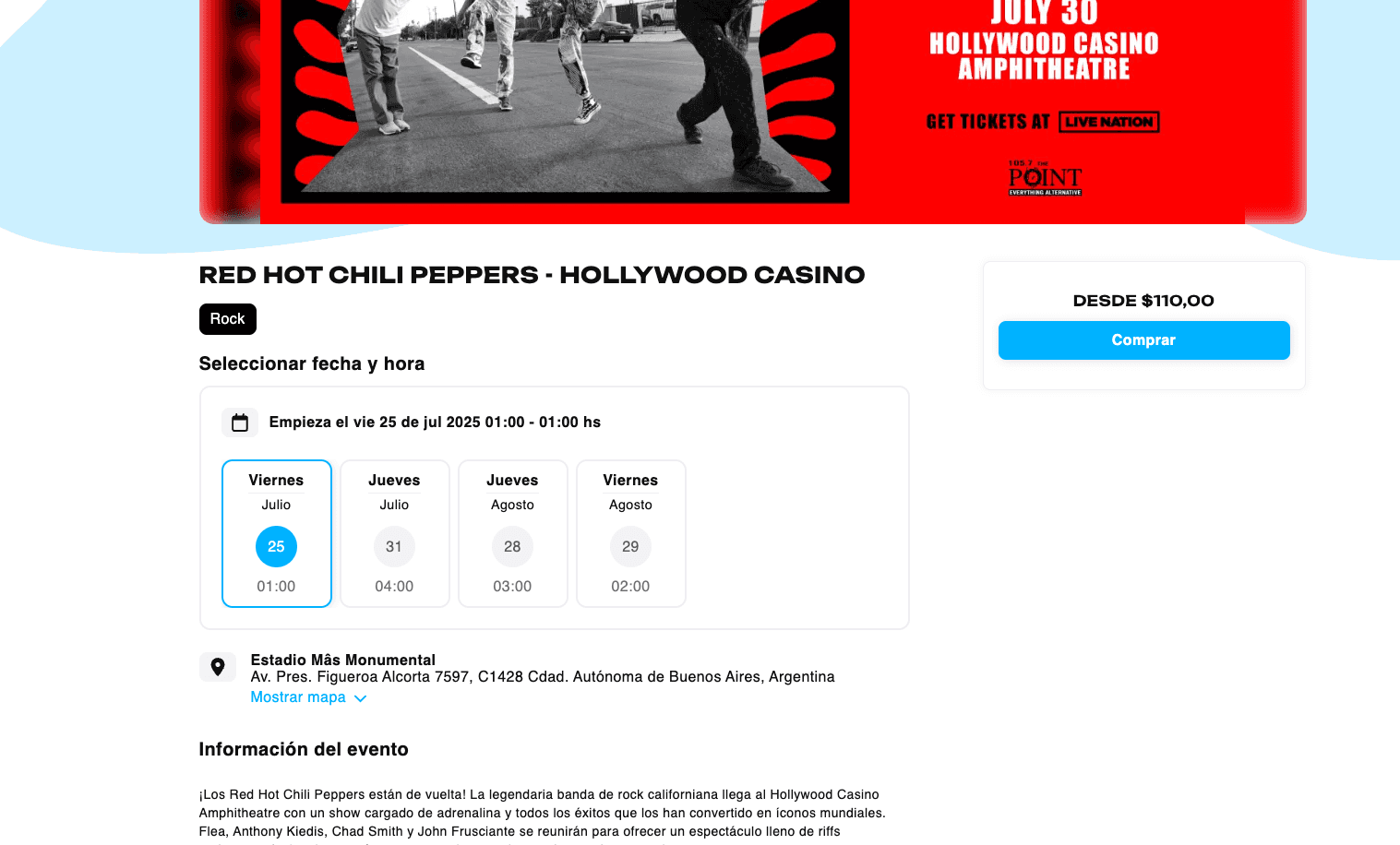 la ubicación de la página del evento se puede ocultar a modo sorpresa