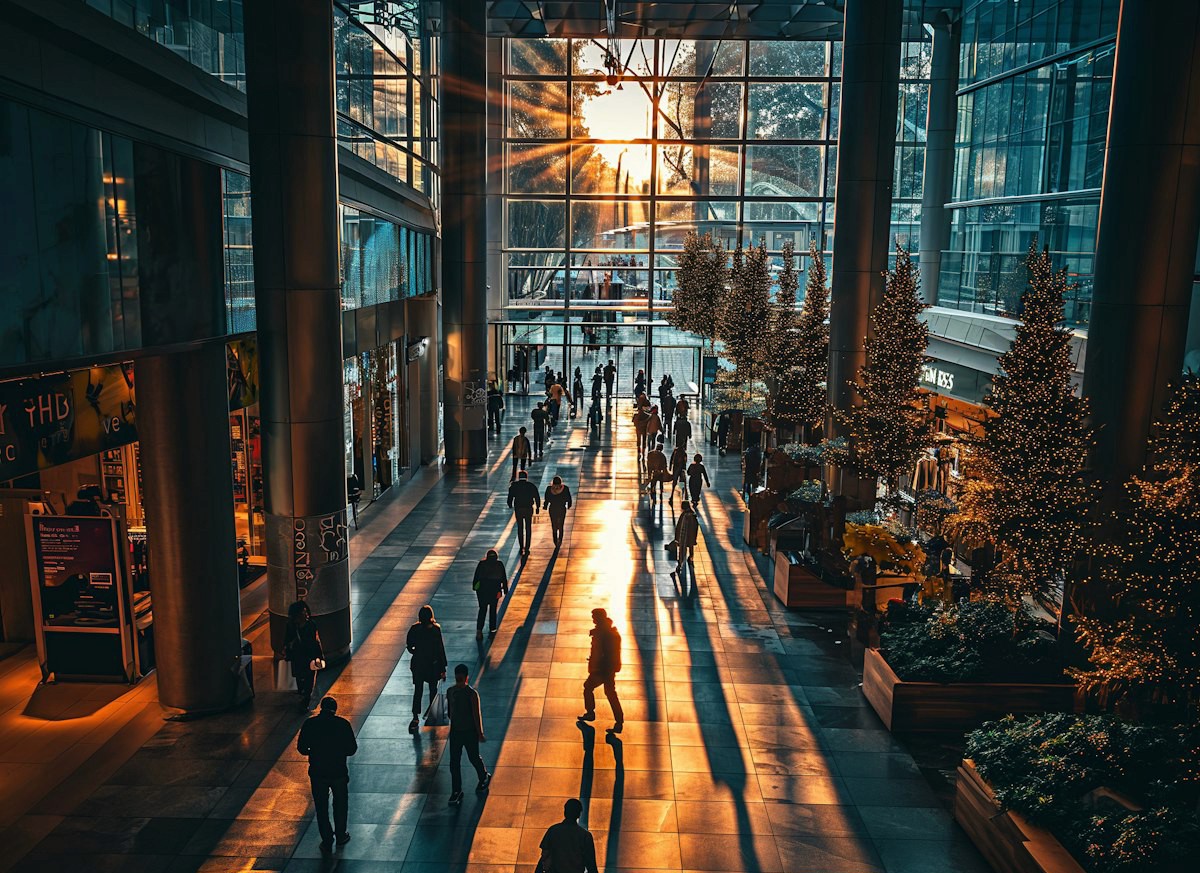 Distorted light and people image, with light streaks and saturated light effect running across screen.