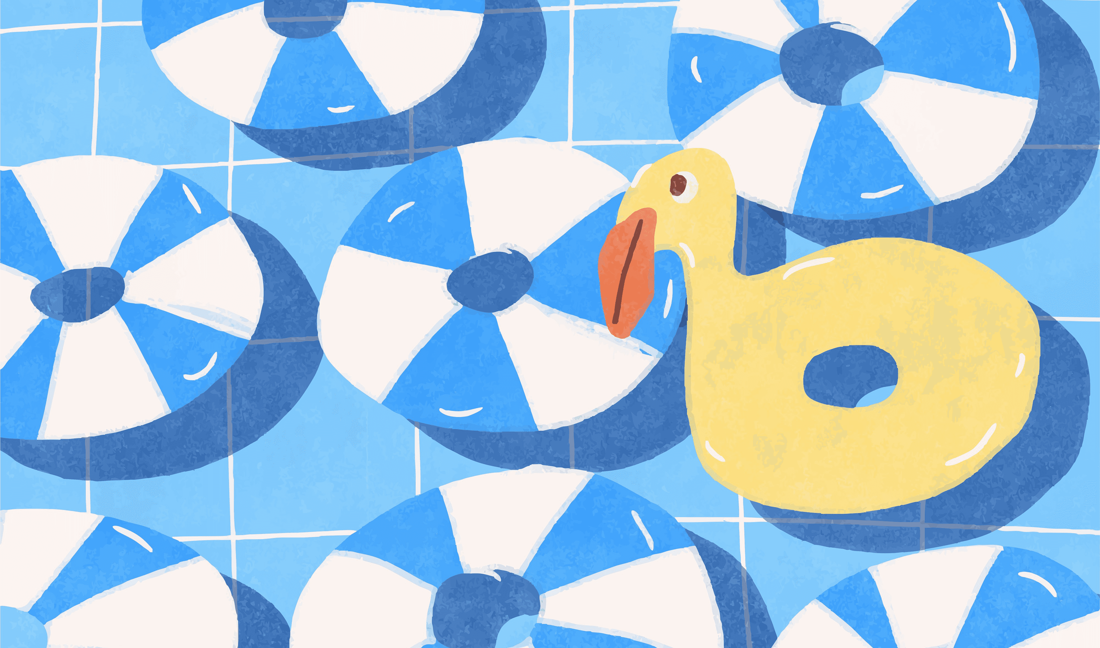 A yellow duck floaty in a pool