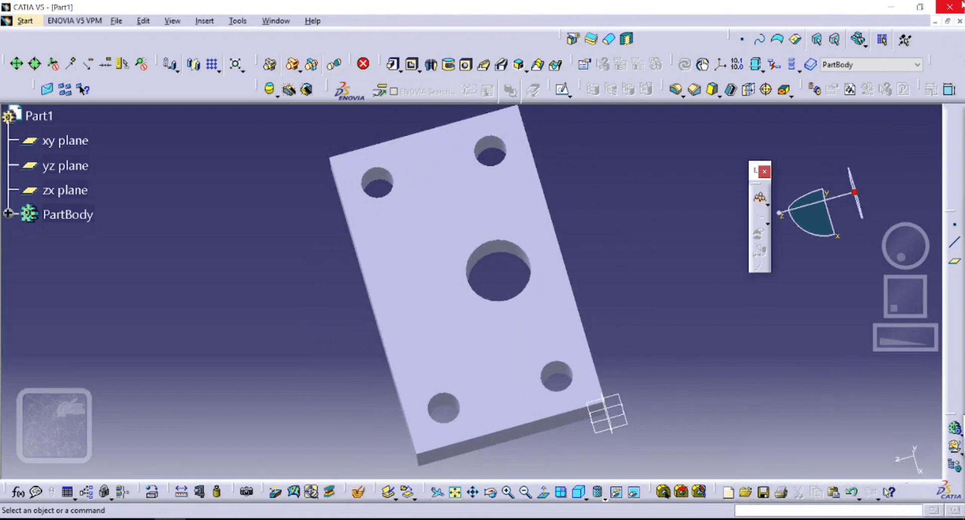 CATIA part design interface
