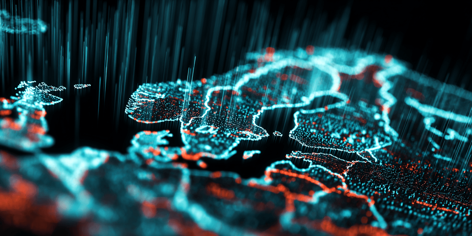 Drone shot of a running track at night