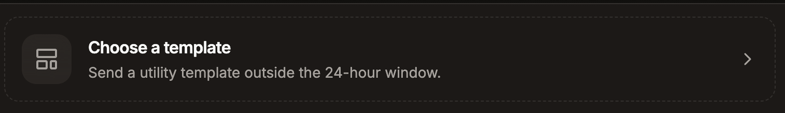 Choose a template strip in the inbox: send a utility template outside the 24-hour window