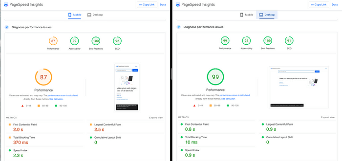 Mobile vs Desktop analysis result