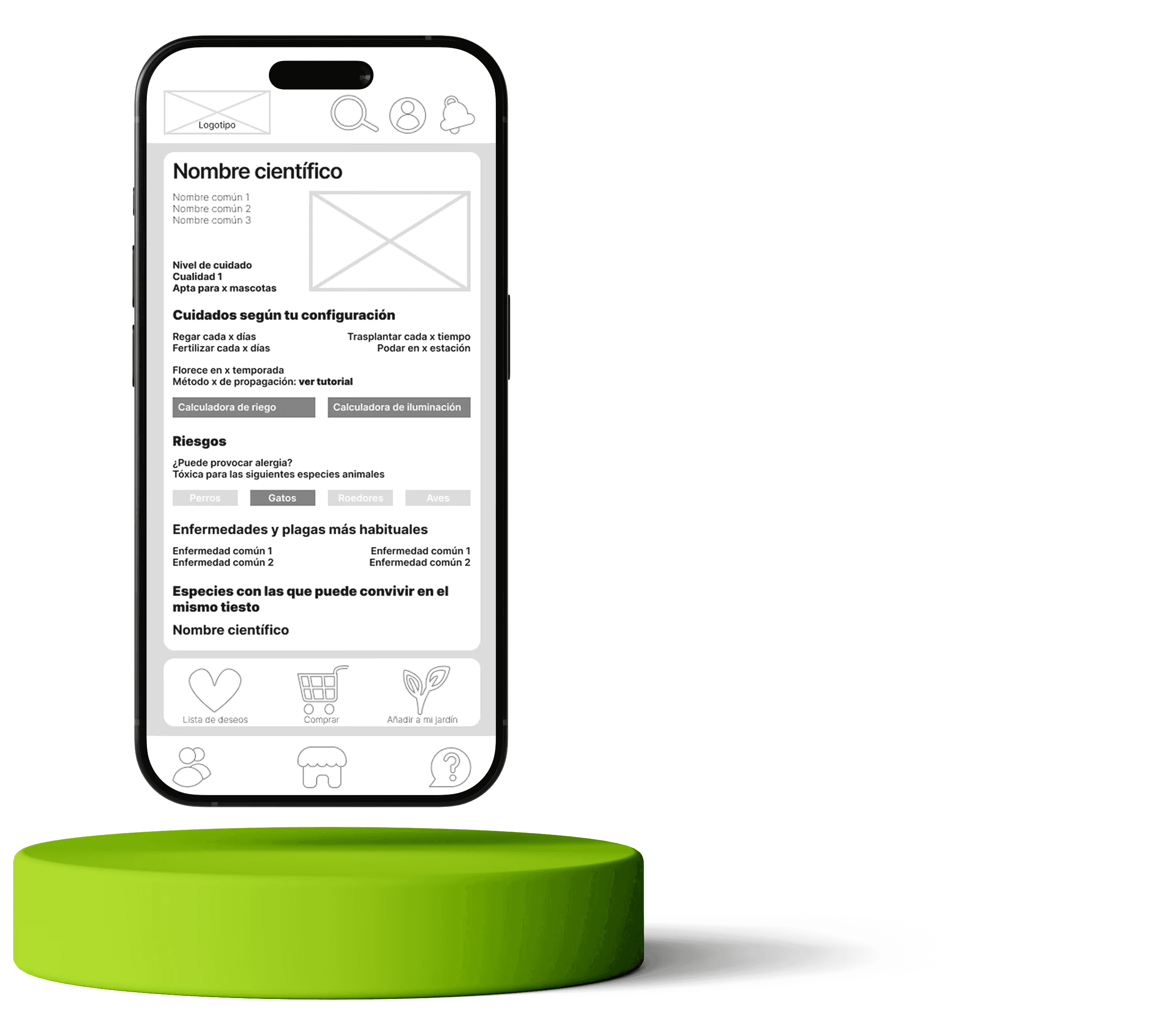 Mockup de app de jardinería