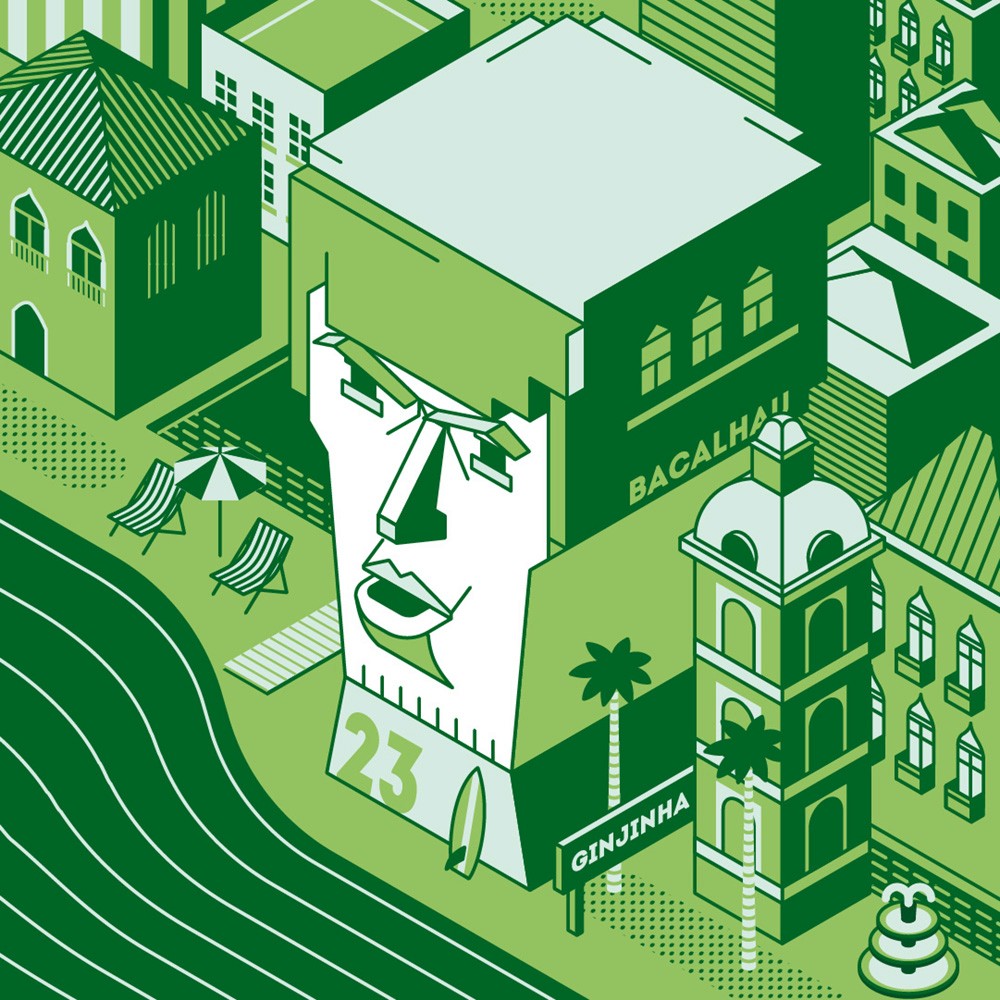 Isometric illustrative portrait of João Félix for the Tschuttiheftli 2021. The style is simple isometric vector illustration.