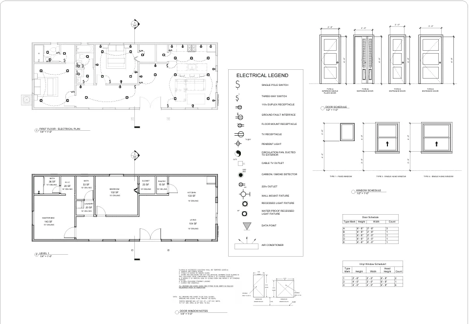 Floor plan design with labeled rooms, dimensions, and architectural details presented in a schematic layout.