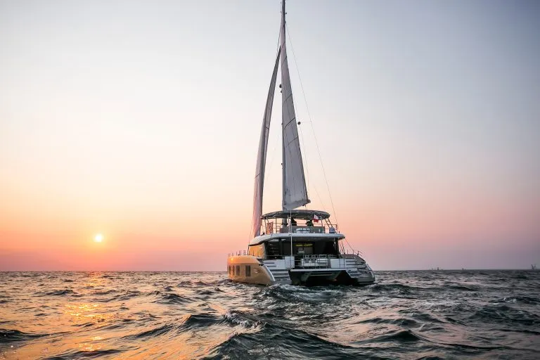 The Sunreef 50 at sunset