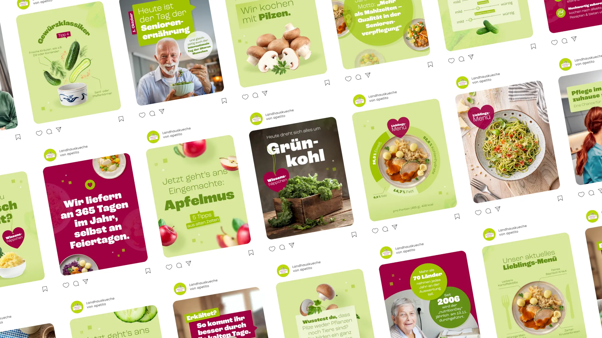 Kollage von Social Media Posts über gesunde Ernährung und vegane Rezepte. Inspiration für ein gesundes Leben.