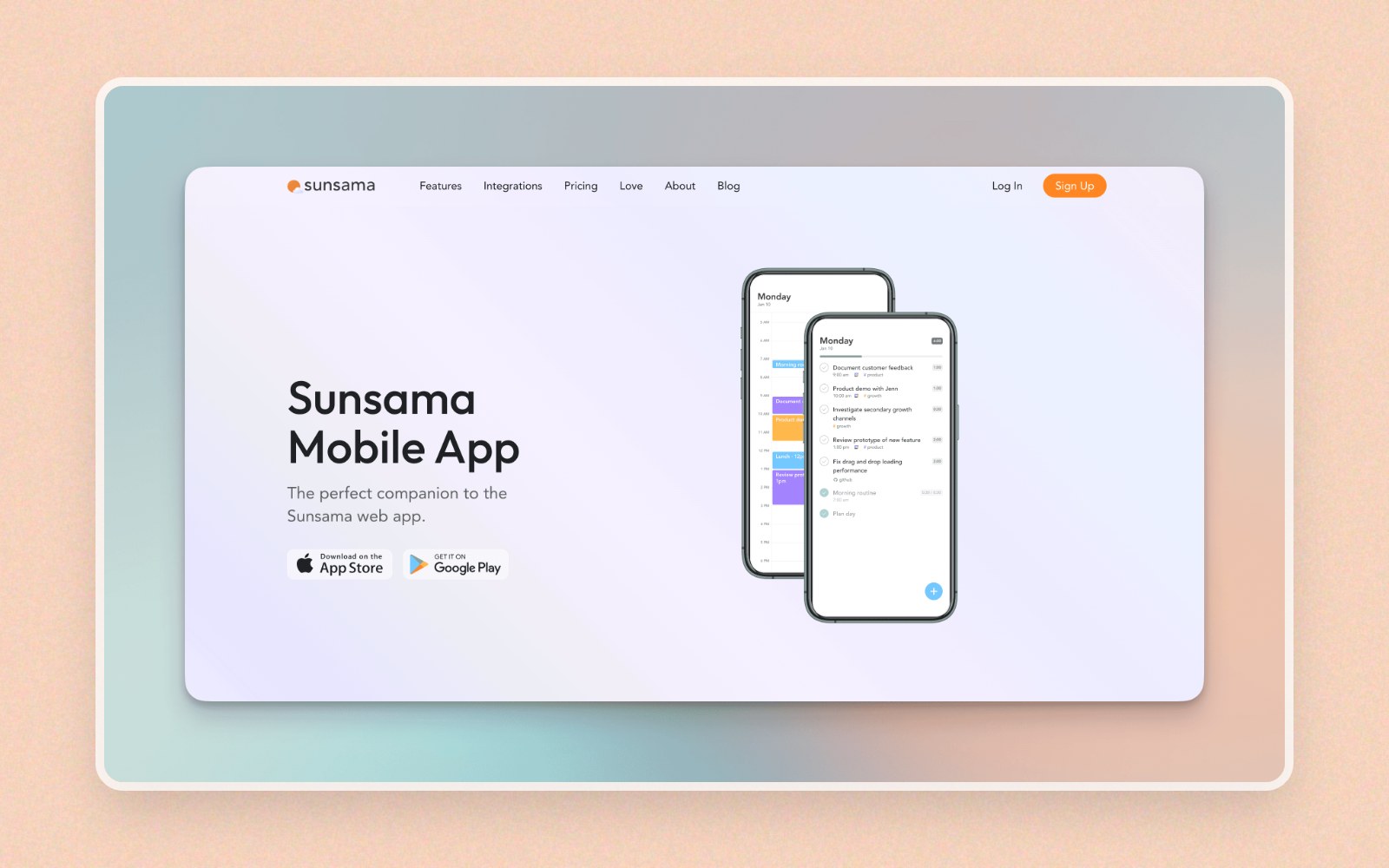 Sunsama mobile app daily plan