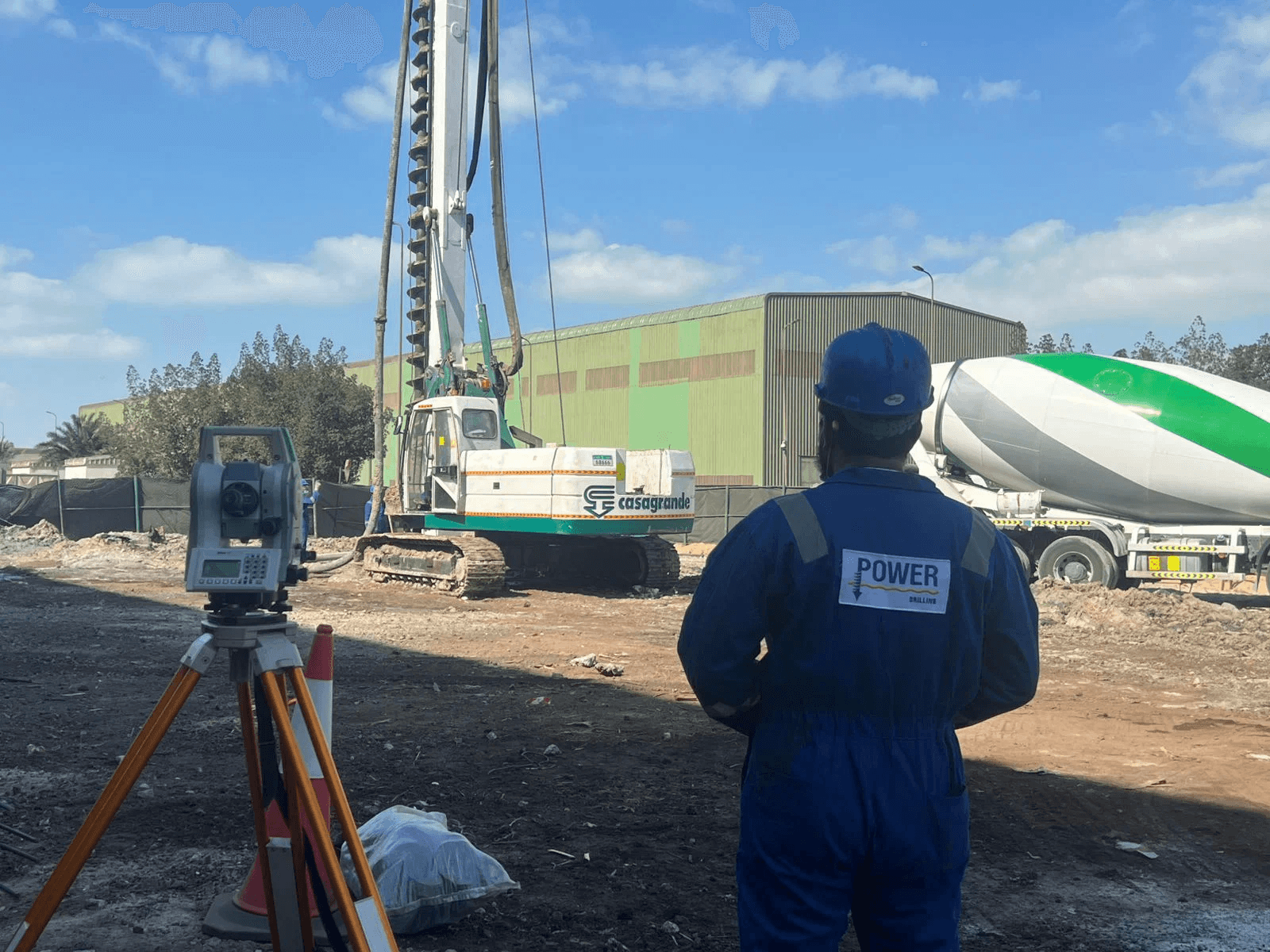 Setting out of piles work site