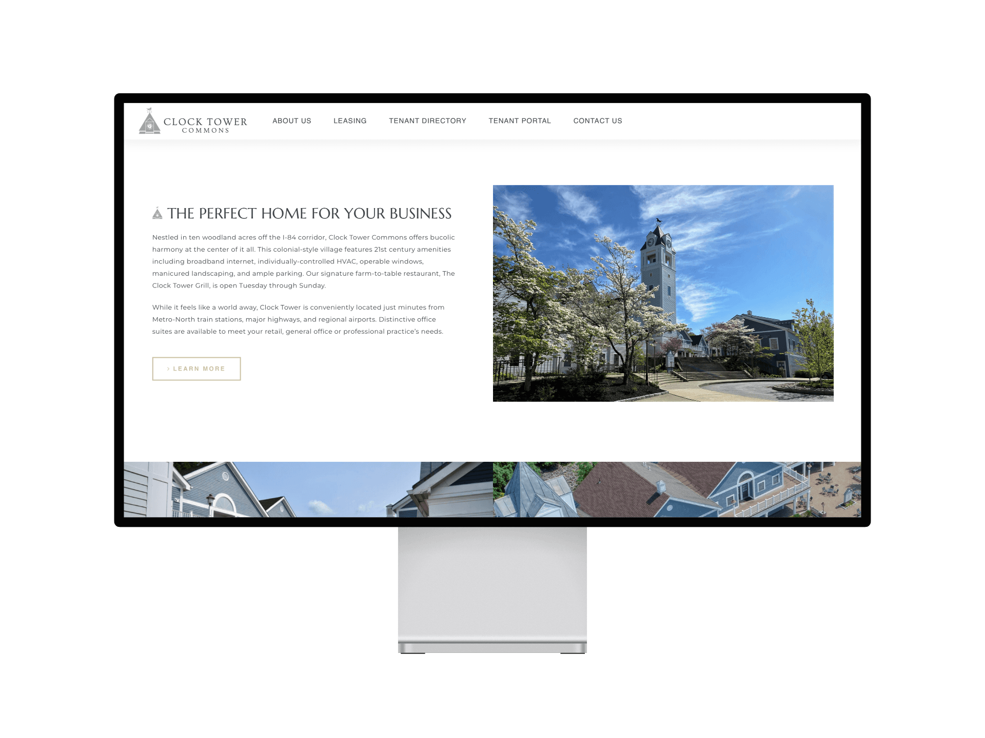 The site's Business page featuring custom-designed iconogrpahy on a desktop and mobile screen.