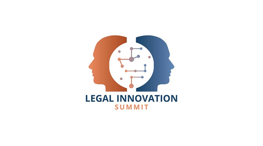 Legal Innovation Summit event logo with 2 faces connected by tech nodes