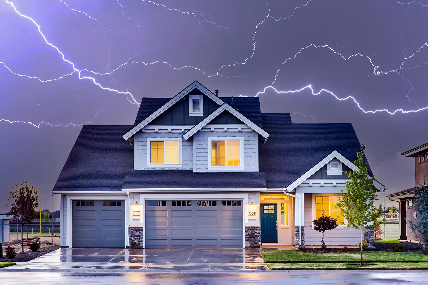 Photo of a house during a storm