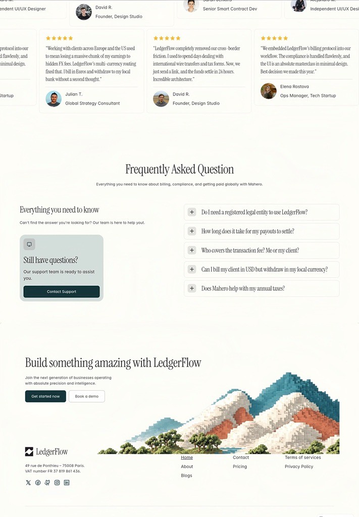 LedgerFlow global invoicing website design by Royce Studio
