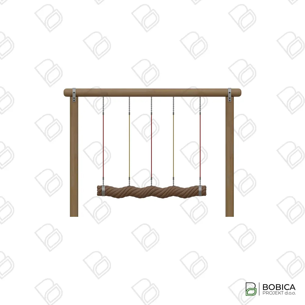 Drvena ljuljačka s užetom za više djece - "Rope Beam Swing"