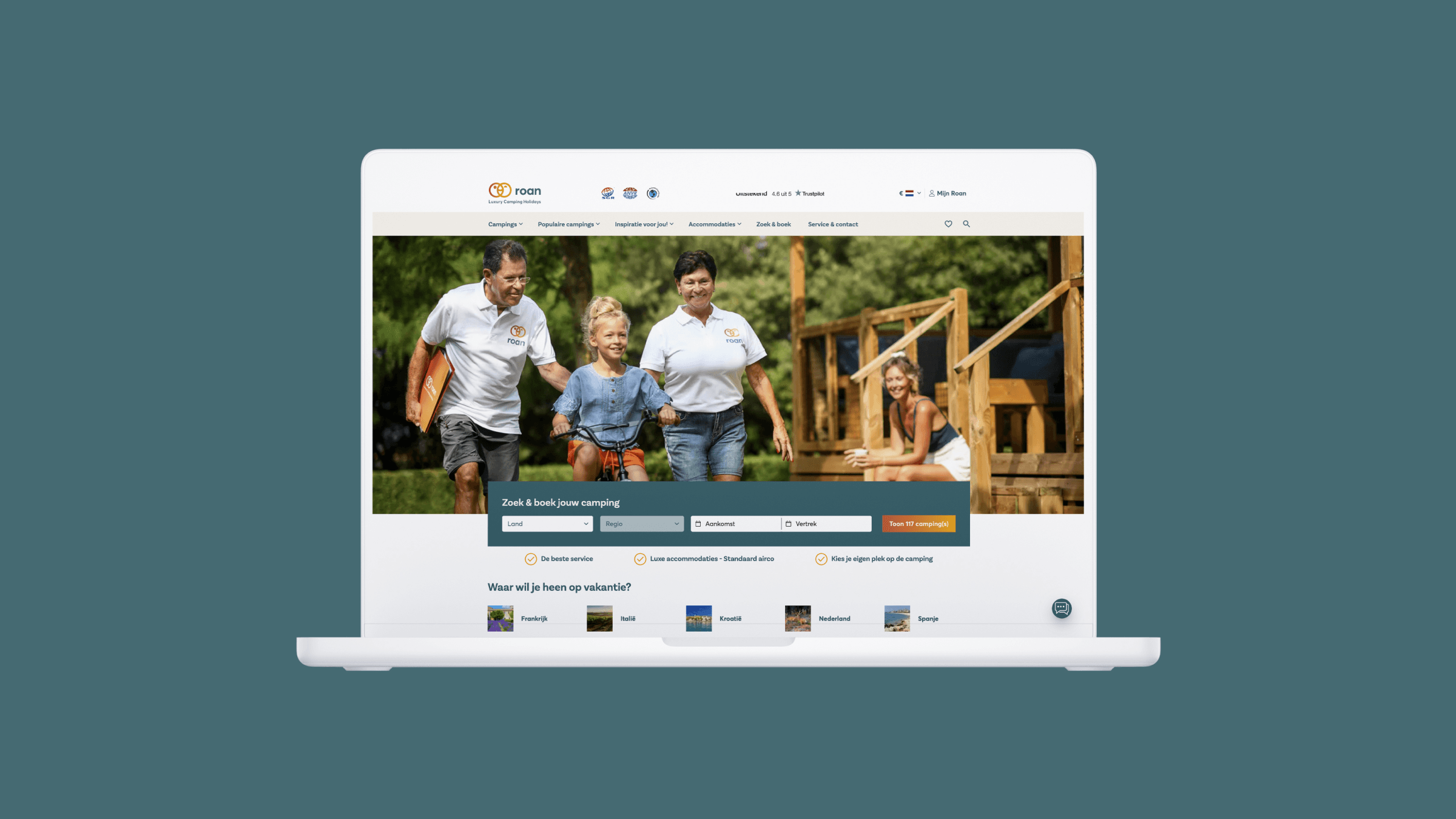 Roan website op laptop