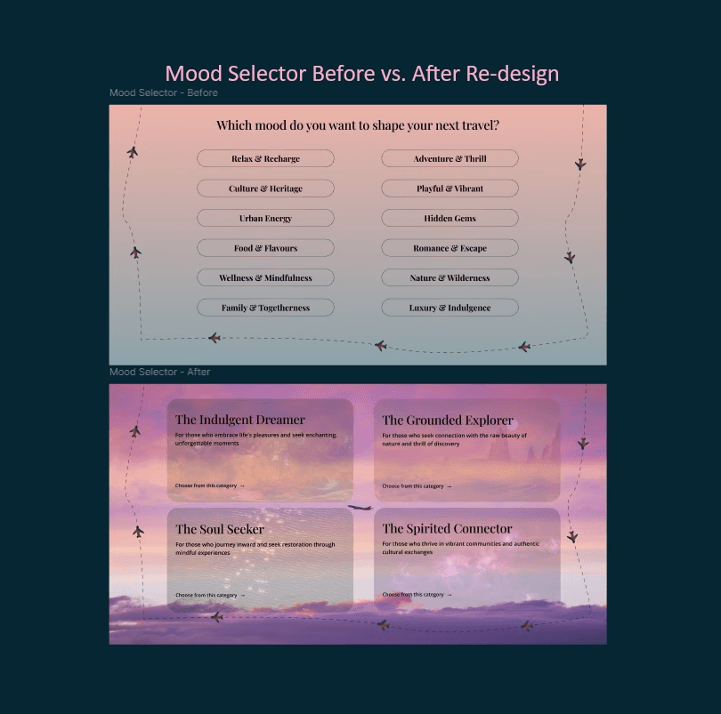 Mood Selector Before vs. After Re-design