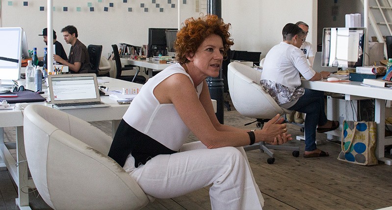 red hair woman talking