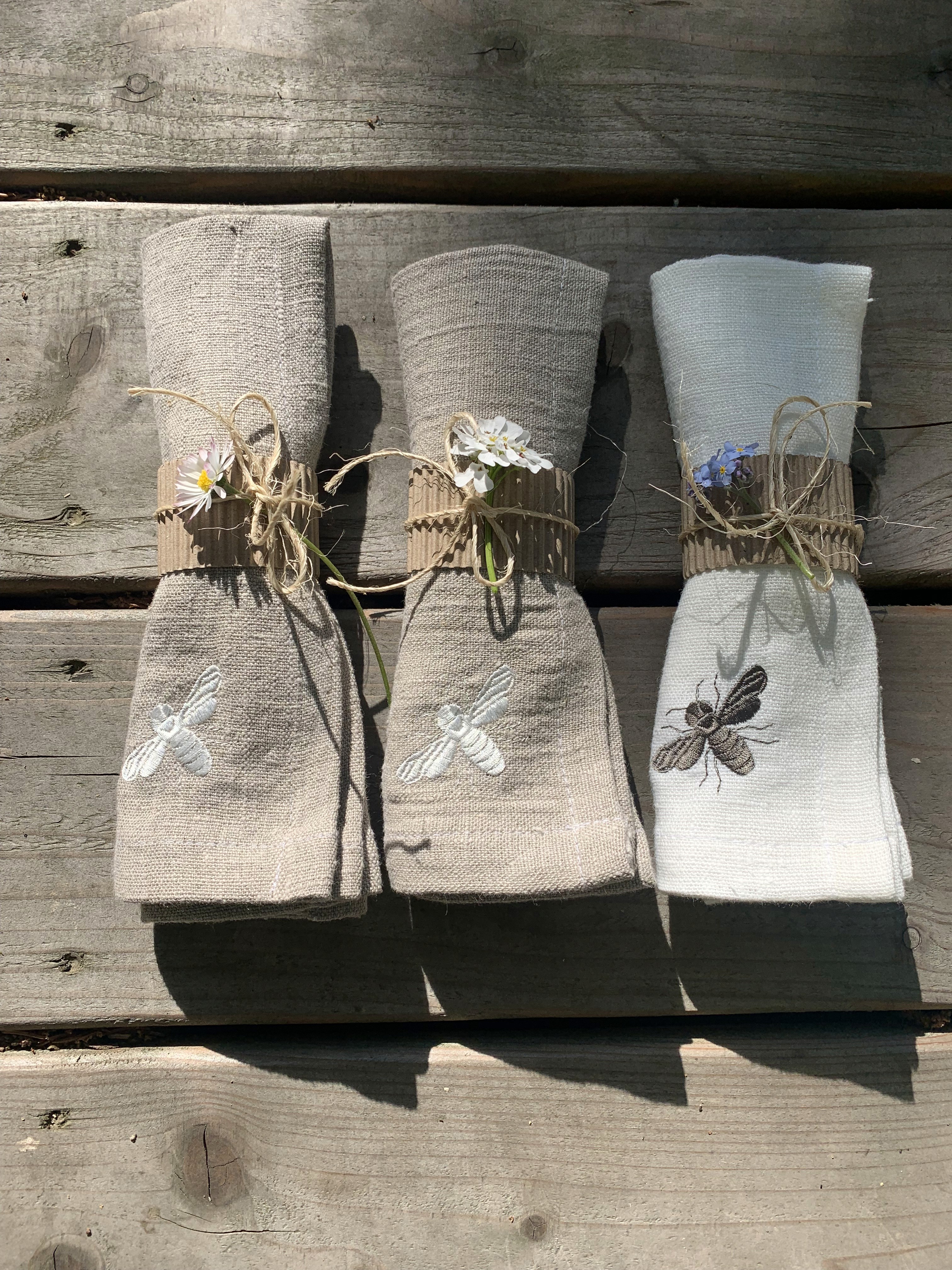 Servietten-Leinen-Bienen